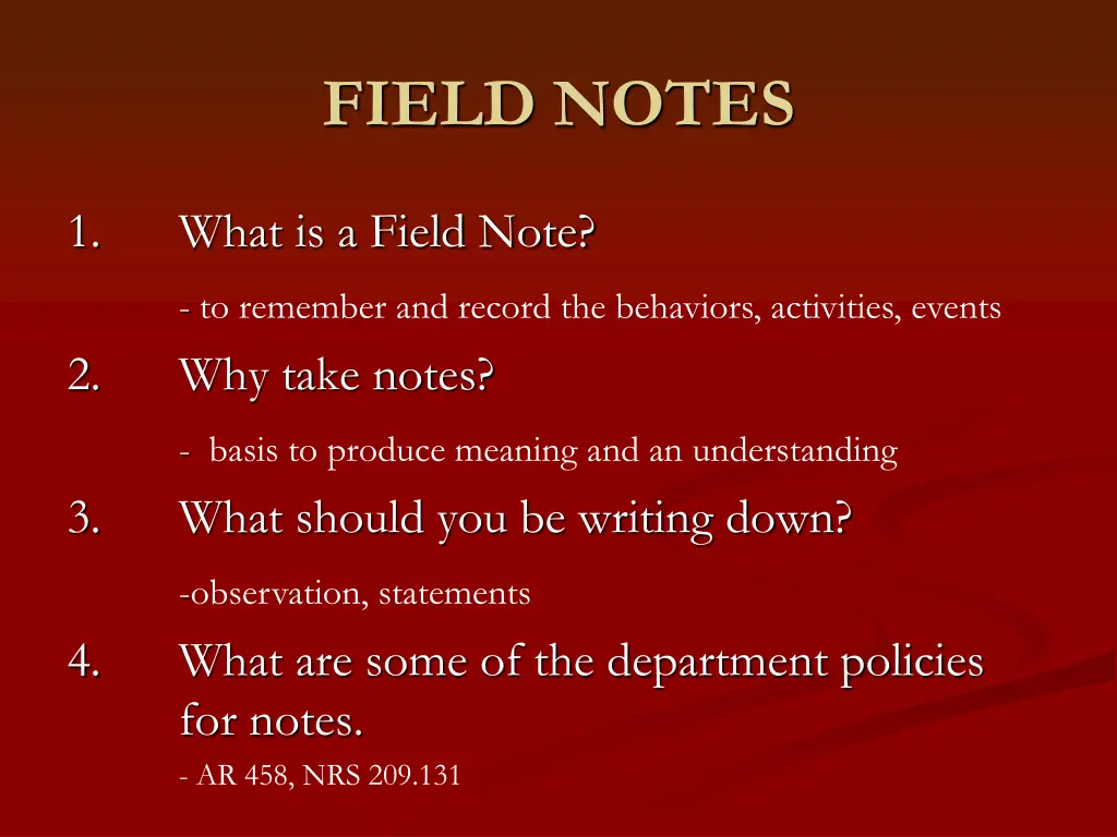 field notes