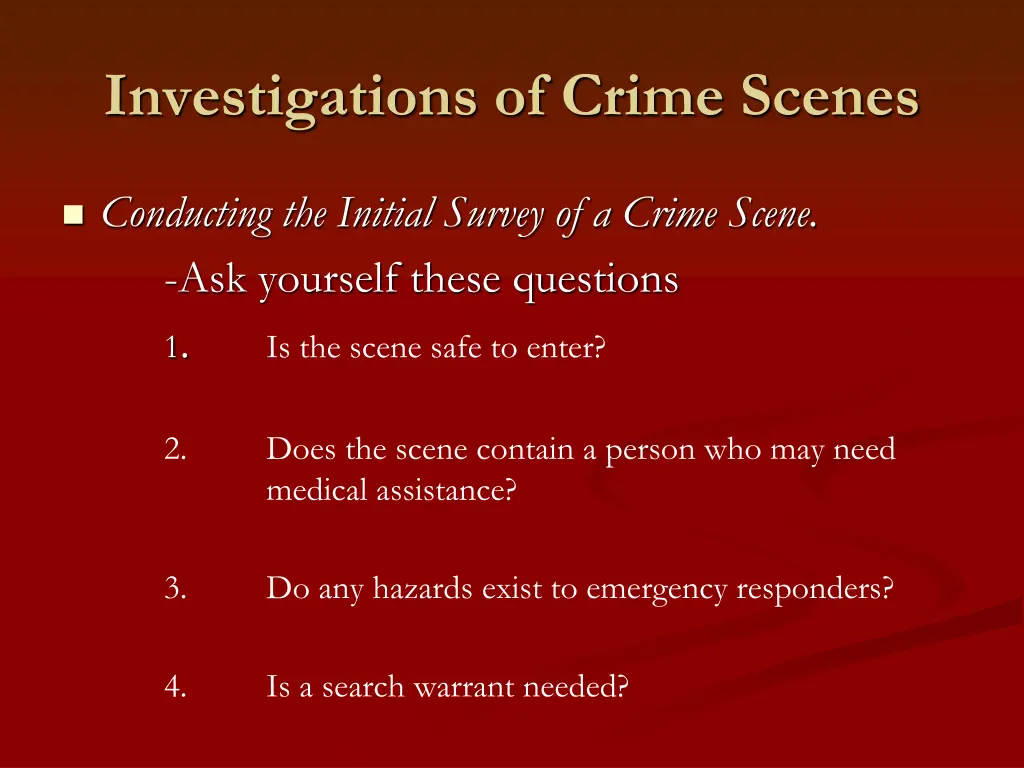 investigations of crime scenes 1