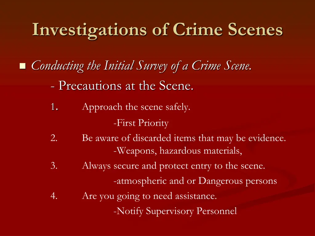 investigations of crime scenes 2