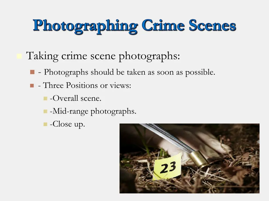 taking crime scene photographs photographs should