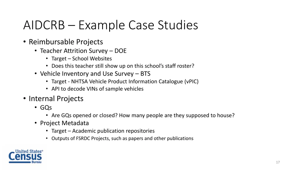 aidcrb example case studies