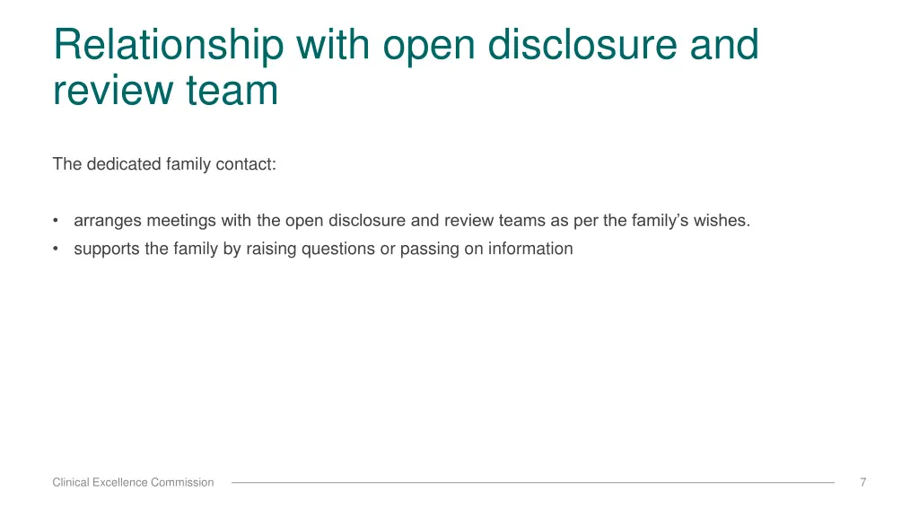 relationship with open disclosure and review team