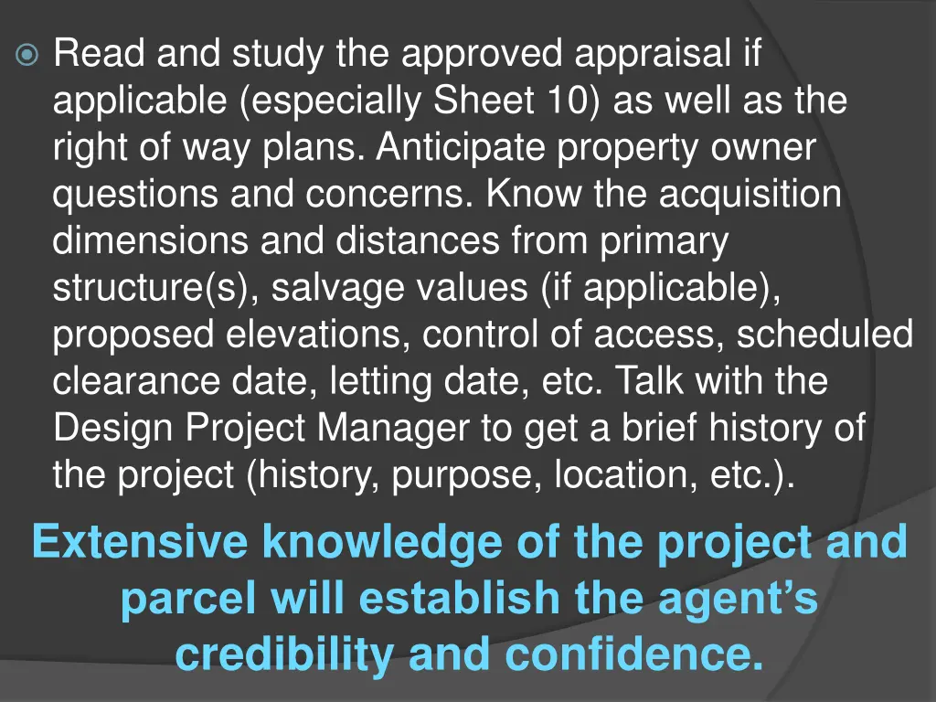 read and study the approved appraisal