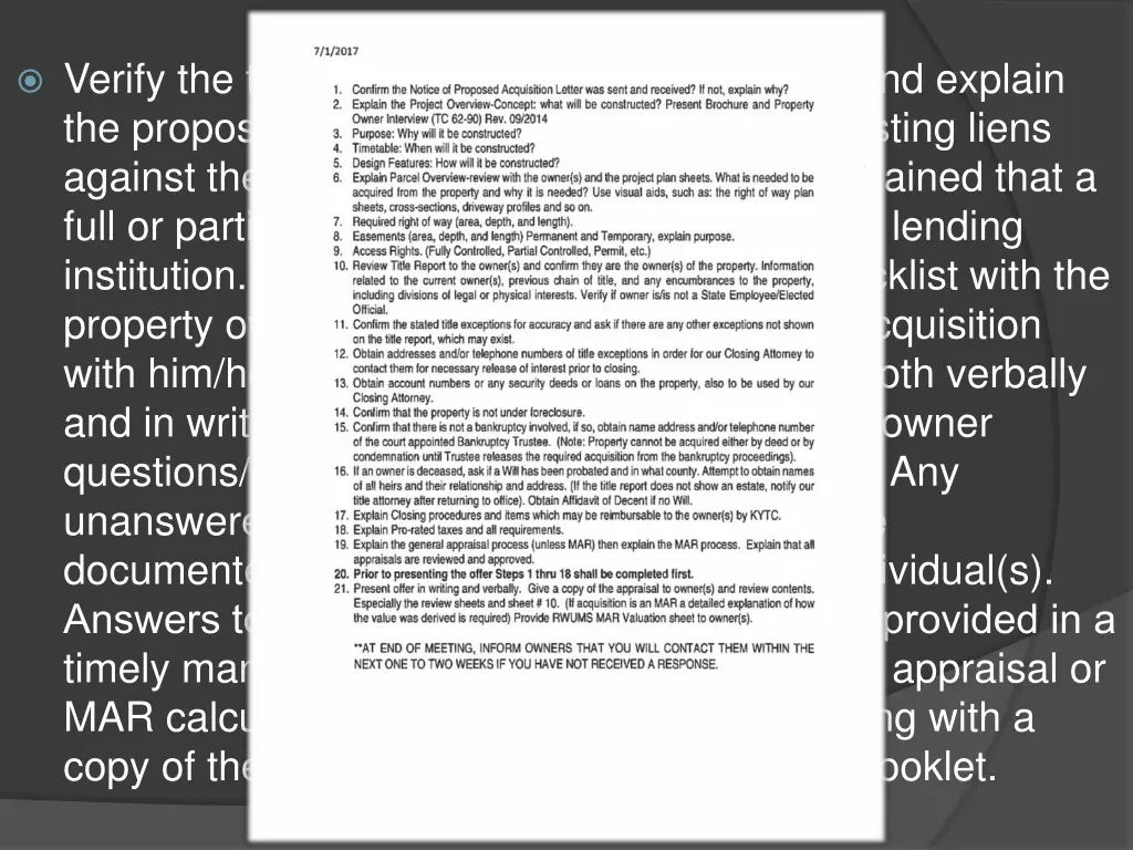 verify the title facts with the property owner