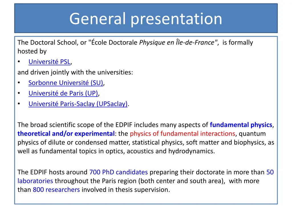 general presentation