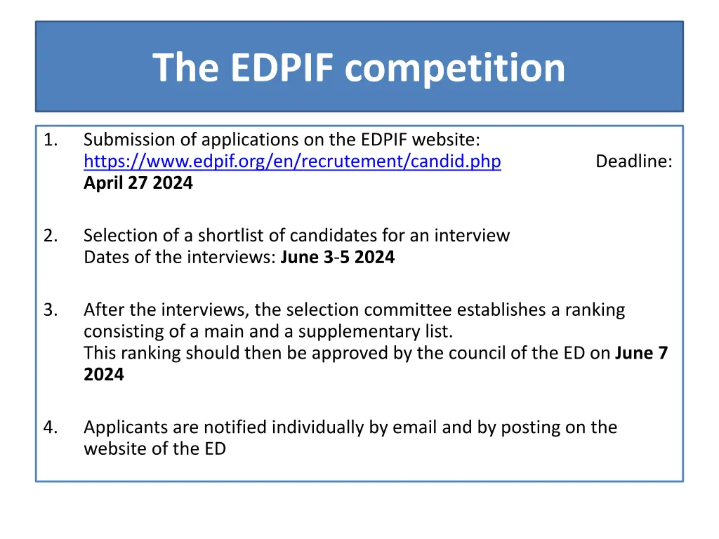 the edpif competition