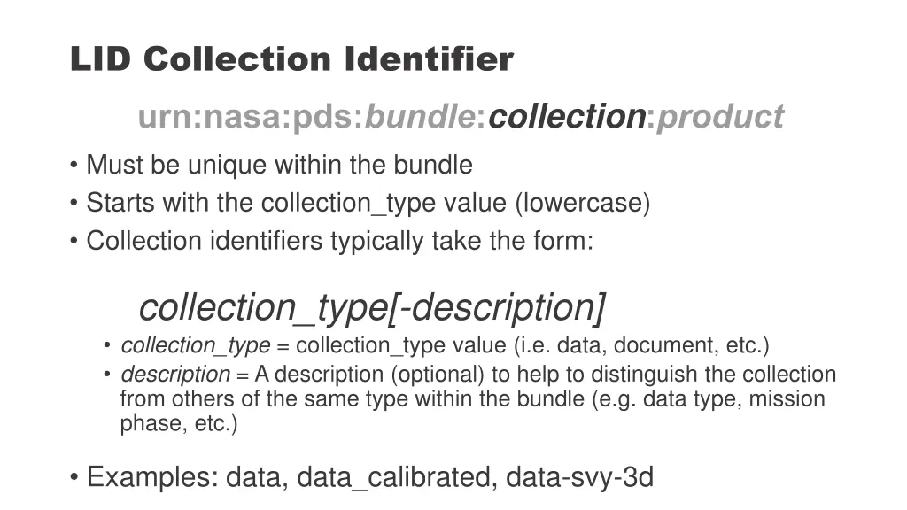 lid collection identifier