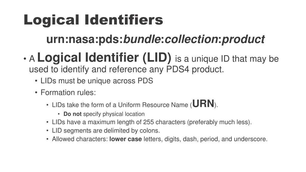 logical identifiers urn nasa pds bundle