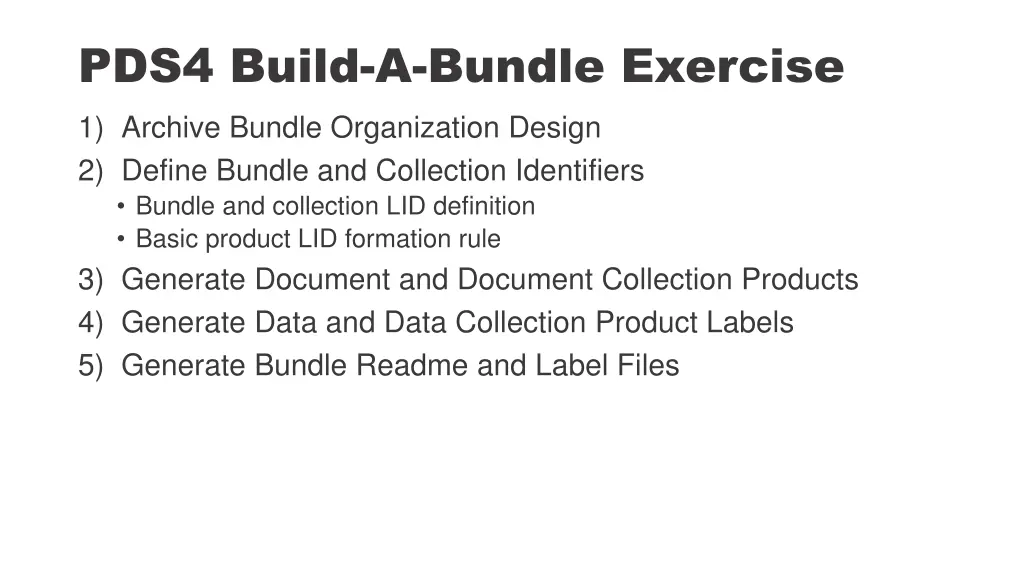 pds4 build a bundle exercise 1 archive bundle