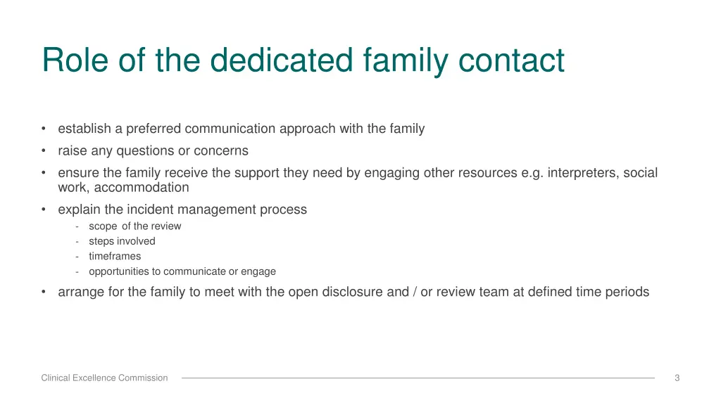 role of the dedicated family contact