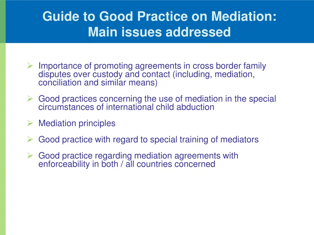 guide to good practice on mediation main issues