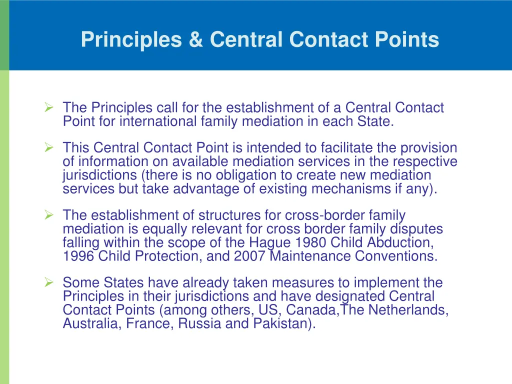 principles central contact points