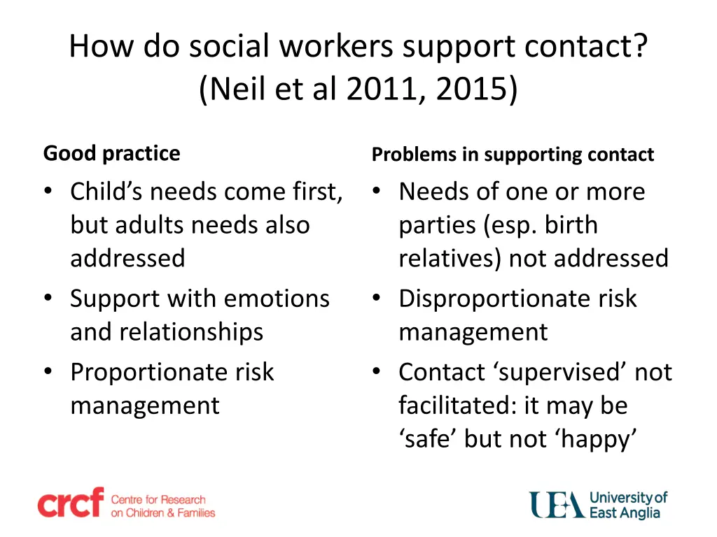 how do social workers support contact neil