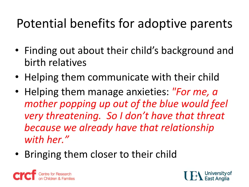 potential benefits for adoptive parents