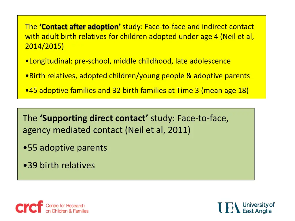 the contact after adoption study face to face