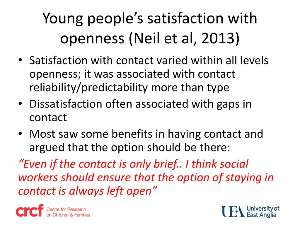 young people s satisfaction with openness neil