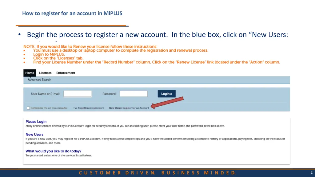 how to register for an account in miplus