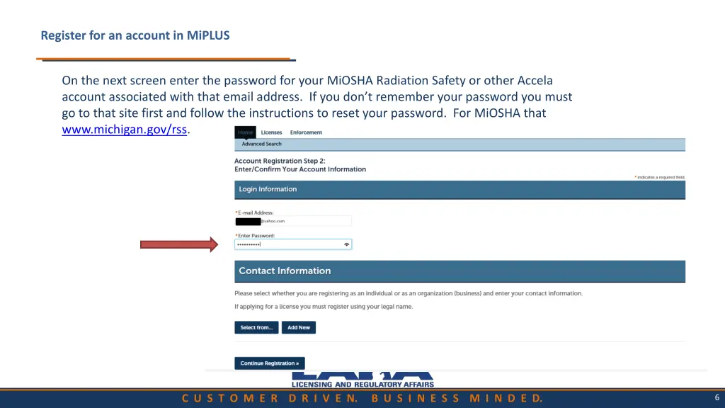 register for an account in miplus 3