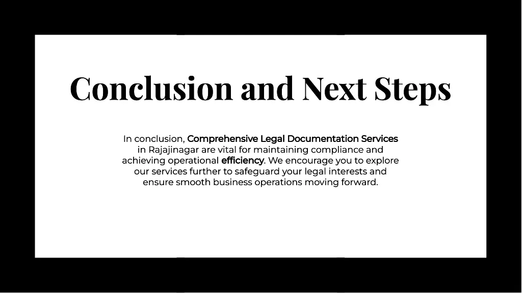 conclusion and next steps conclusion and next