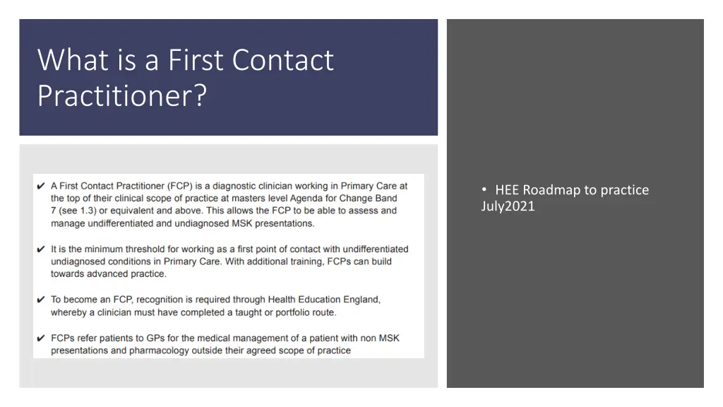 what is a first contact practitioner