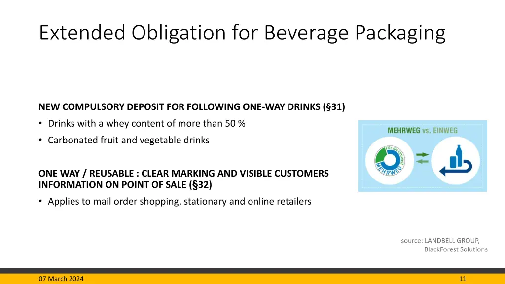 extended obligation for beverage packaging