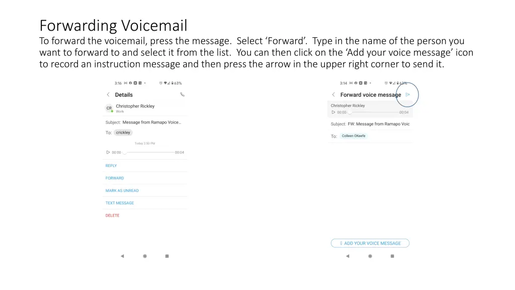 forwarding voicemail to forward the voicemail