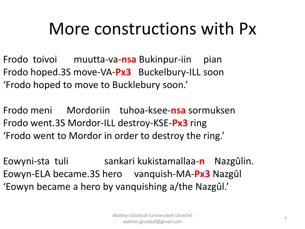 more constructions with px