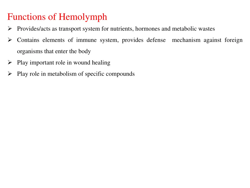 functions of hemolymph provides acts as transport