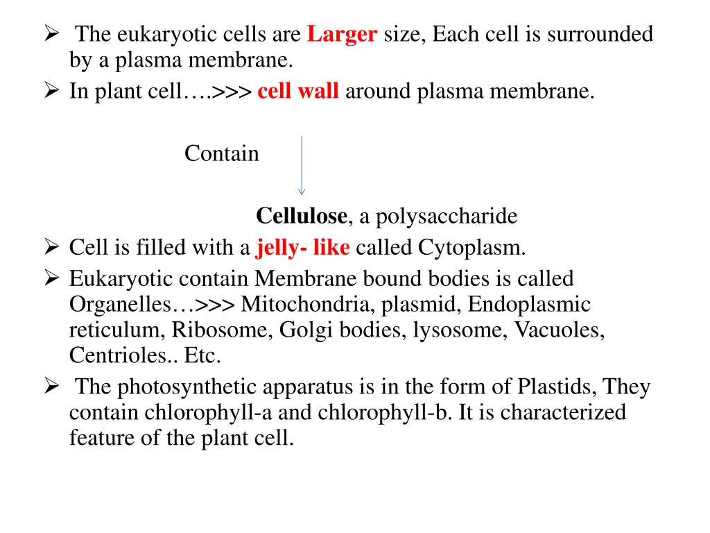 the eukaryotic cells are larger size each cell