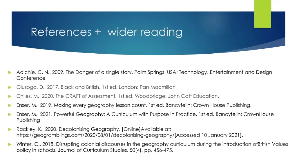 references wider reading