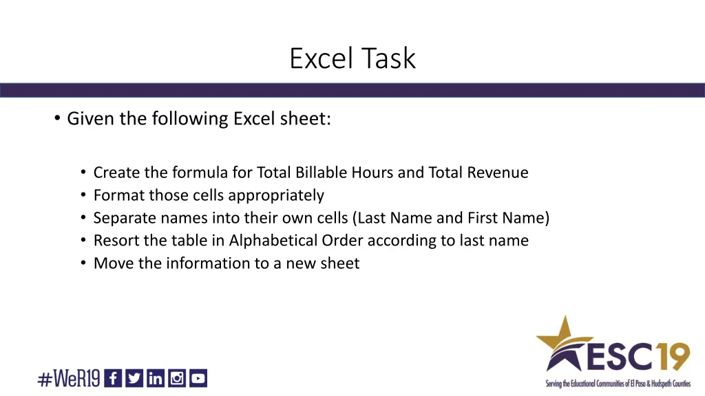 excel task 1