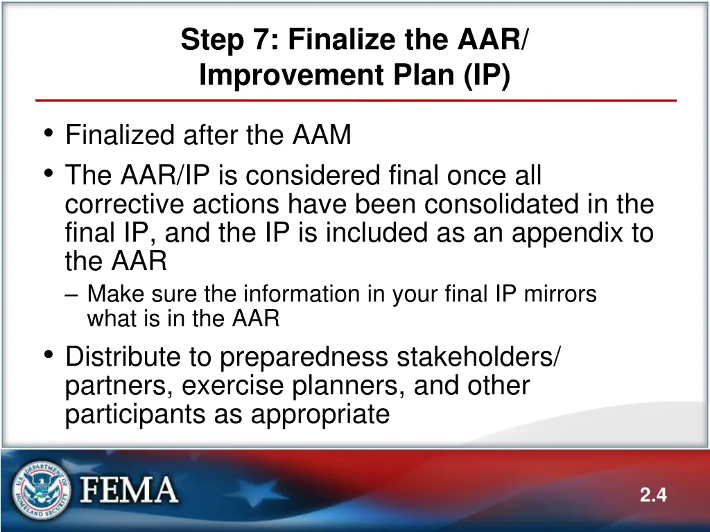 step 7 finalize the aar improvement plan ip