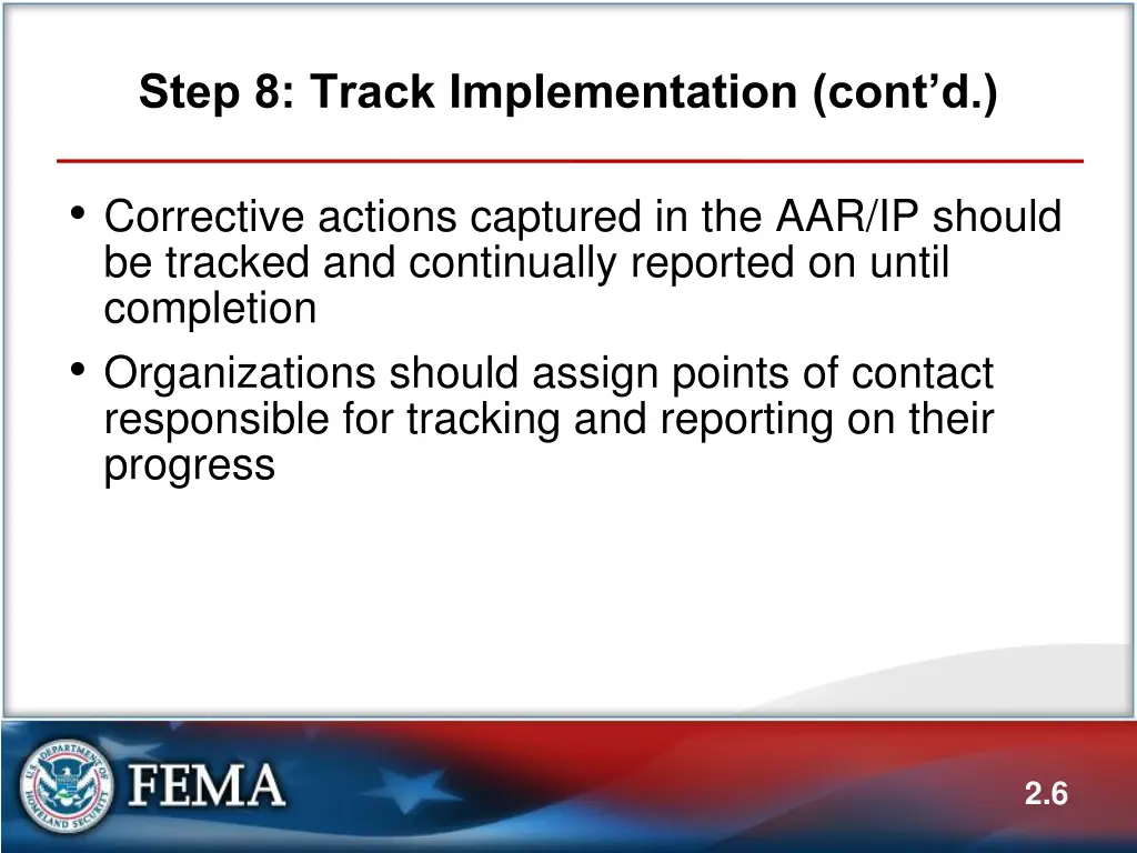 step 8 track implementation cont d