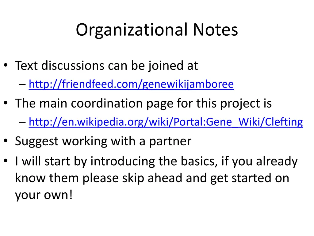 organizational notes