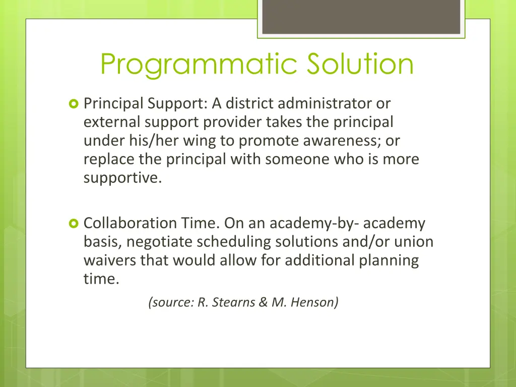 programmatic solution