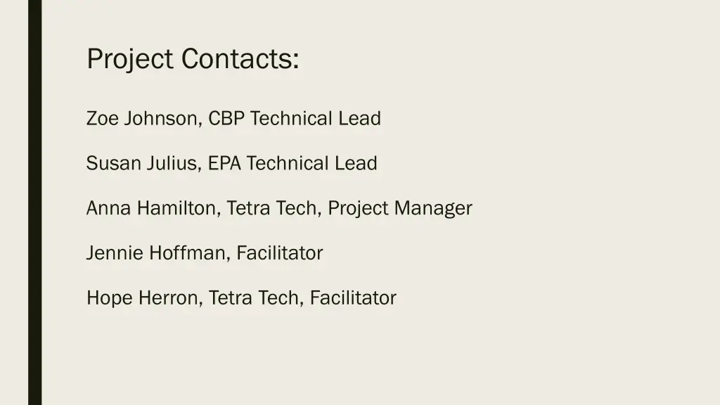 project contacts