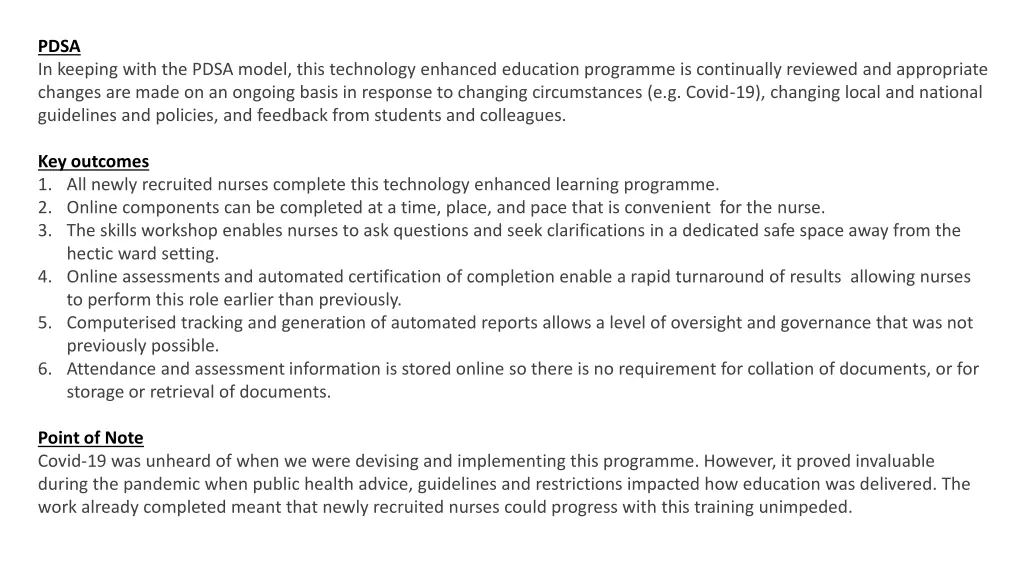 pdsa in keeping with the pdsa model this