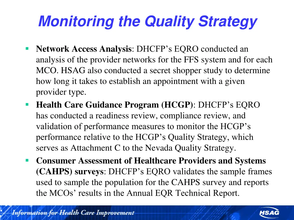 monitoring the quality strategy 1