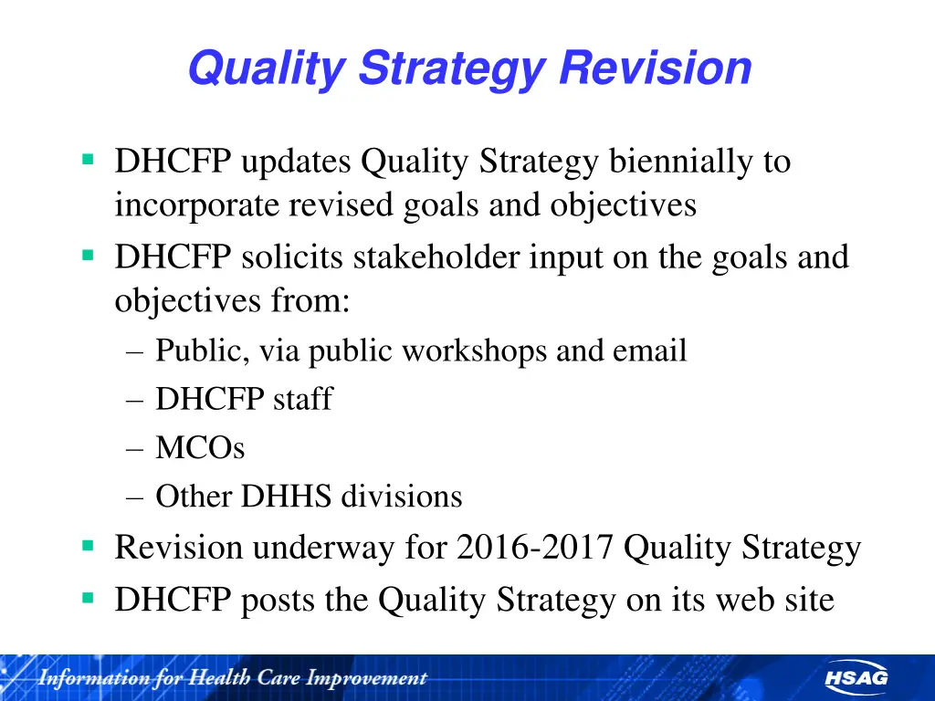 quality strategy revision