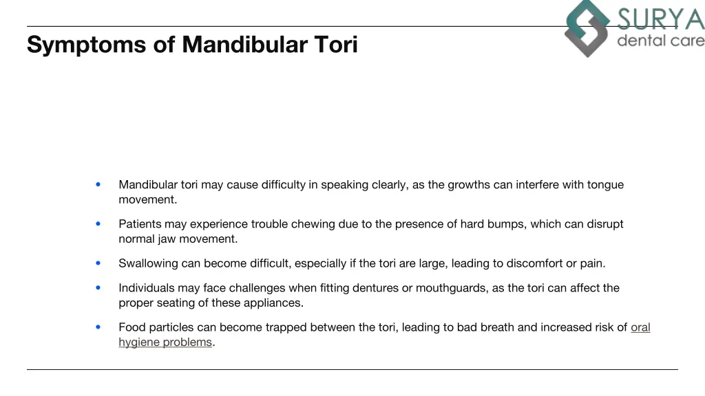 symptoms of mandibular tori