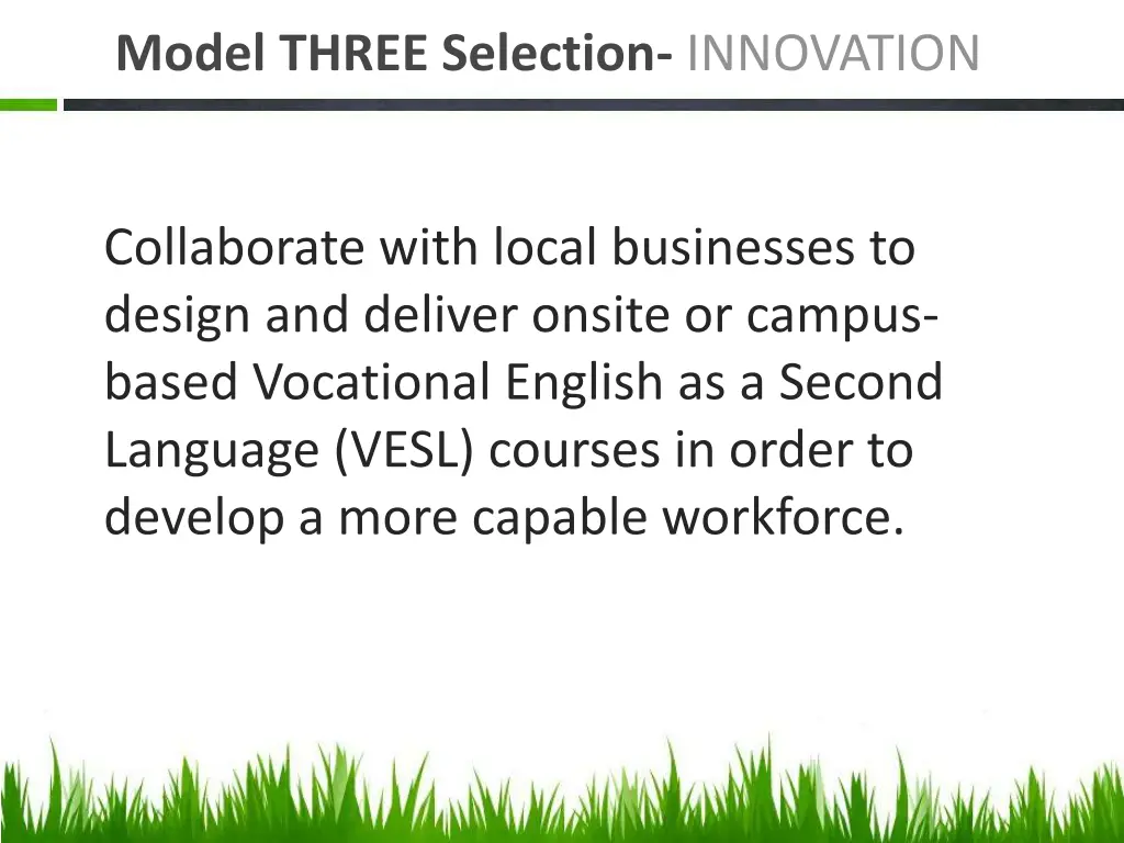 model three selection innovation 2