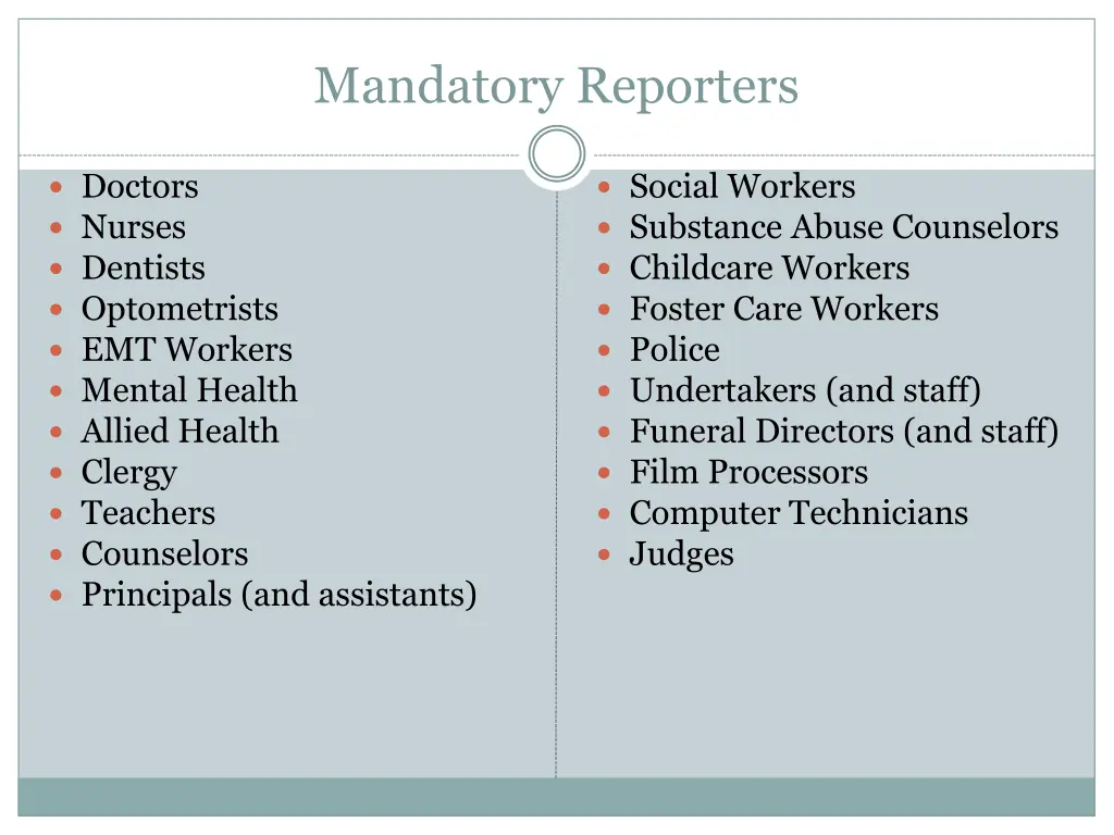 mandatory reporters