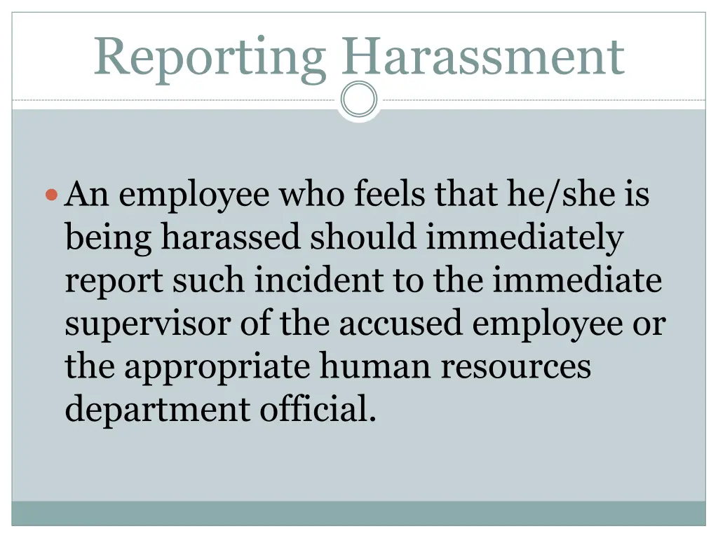 reporting harassment