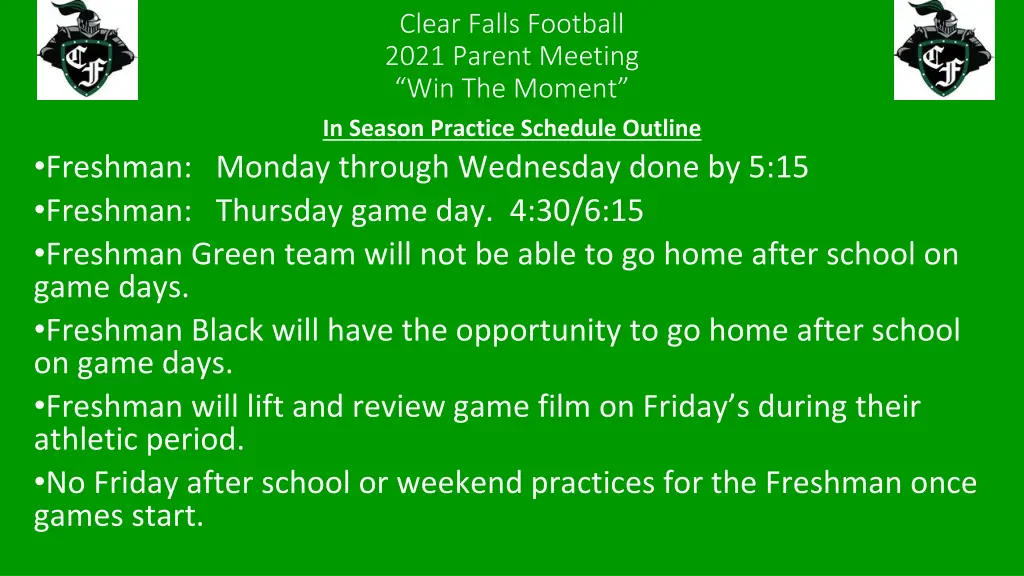 clear falls football 2021 parent meeting 13