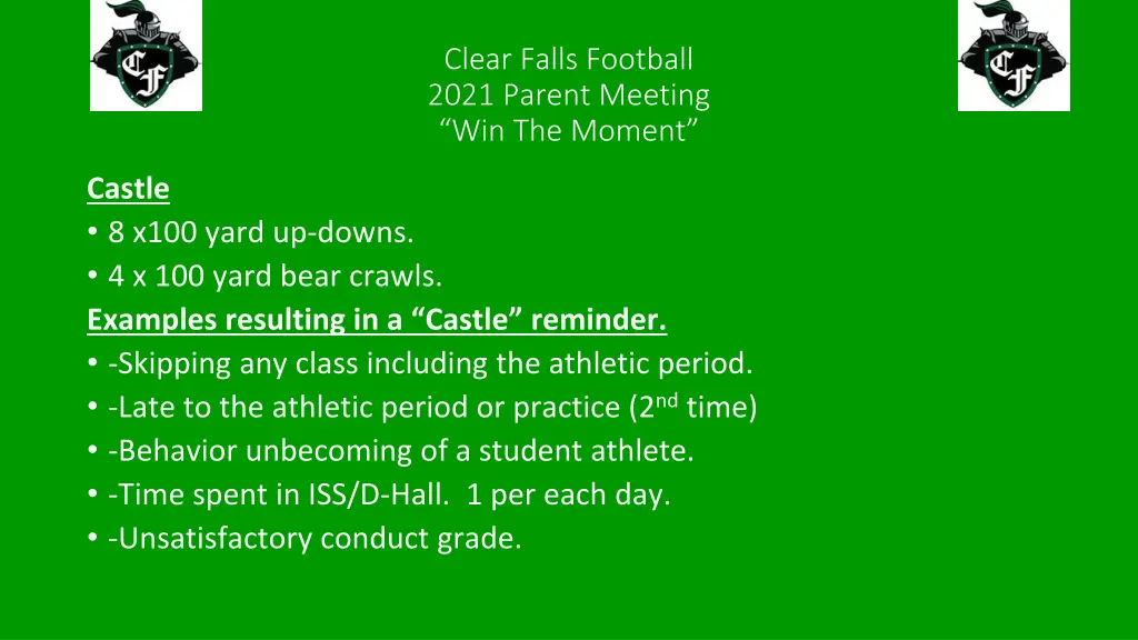 clear falls football 2021 parent meeting 21