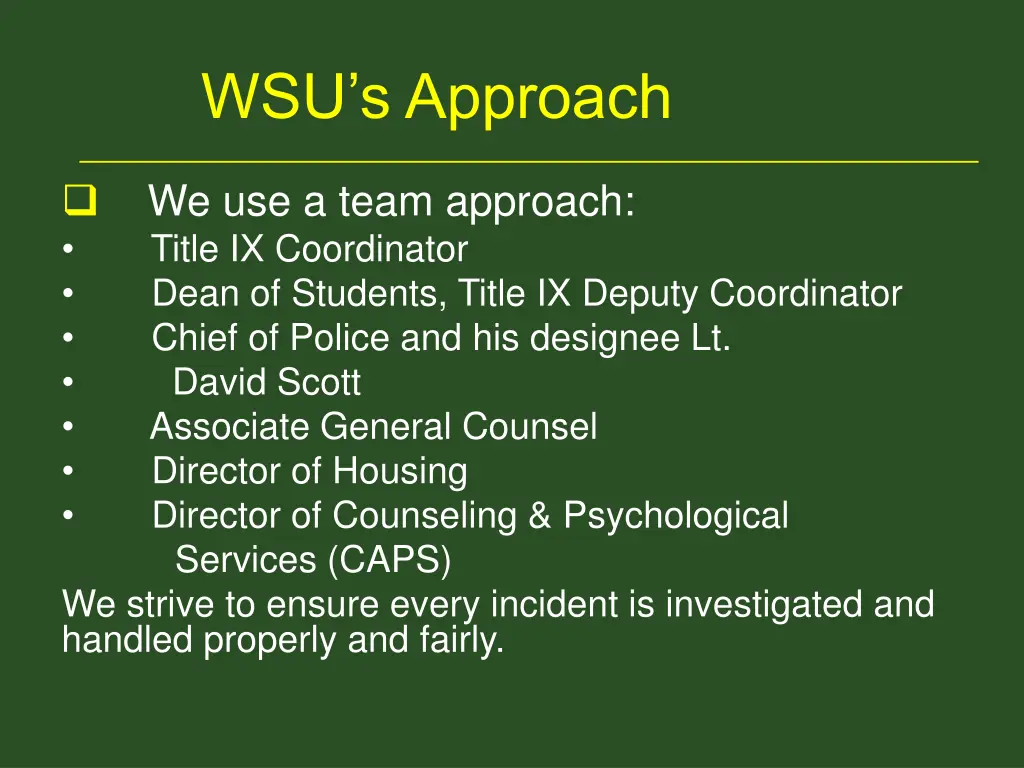 wsu s approach