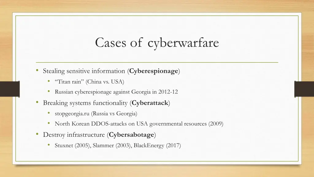 cases of cyberwarfare