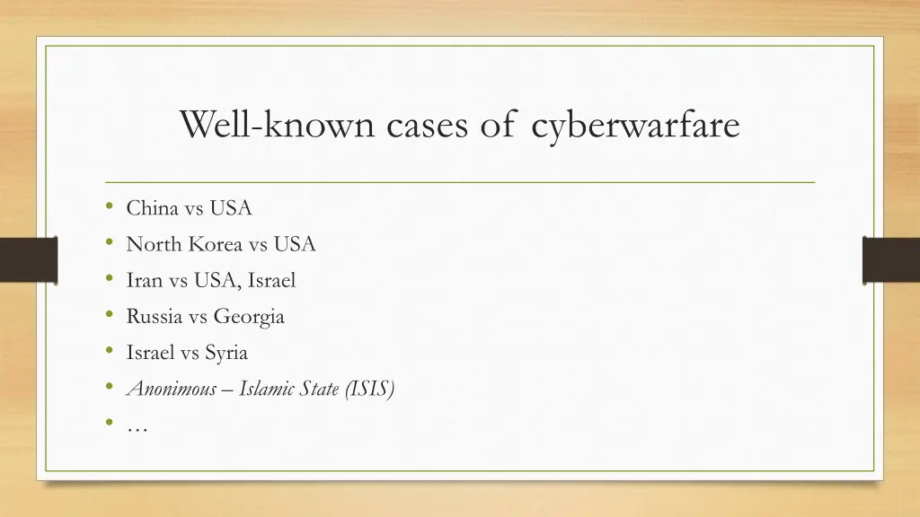 well known cases of cyberwarfare