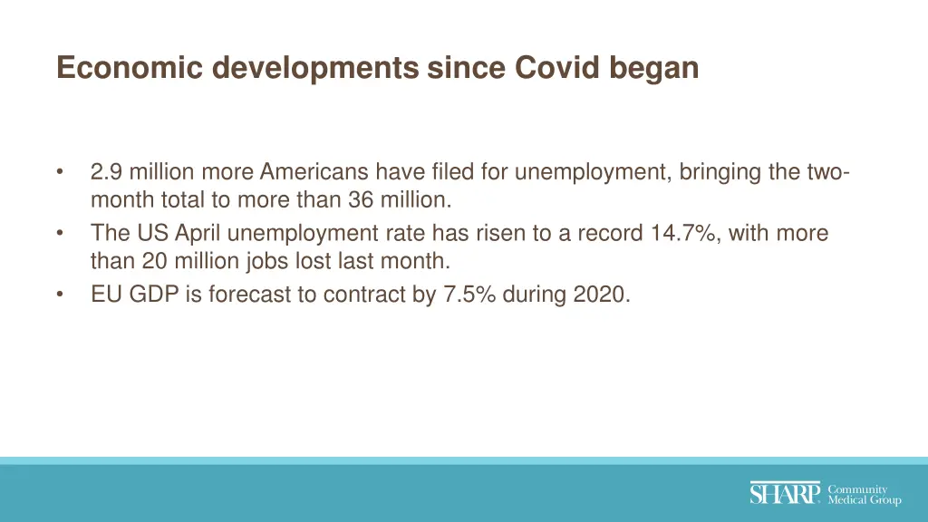 economic developments since covid began