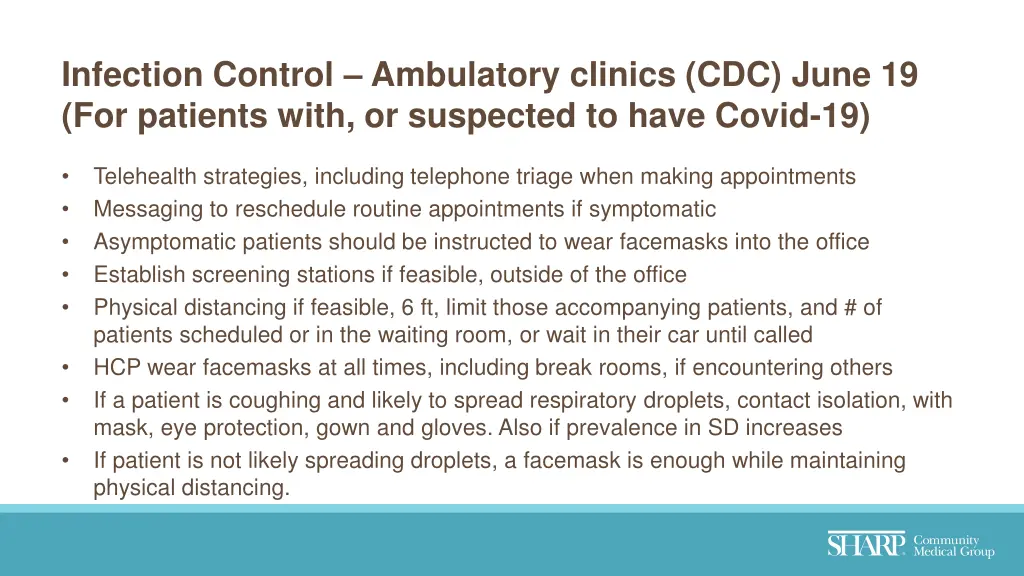 infection control ambulatory clinics cdc june